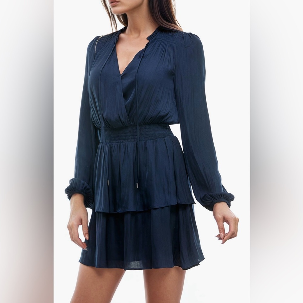 🆕 Socialite Long Sleeve Tiered Chiffon Dress in Indigo Navy | Sz. XL  ($98) 🆕